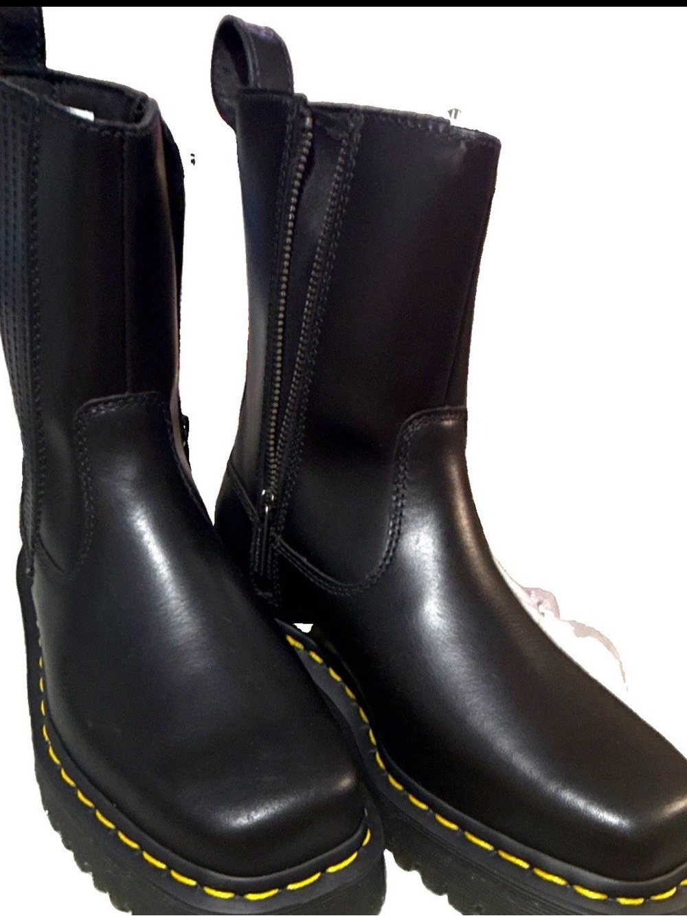 NWT Dr. Martens Amaayah Lo Black Leather Boots US 7 / UK 5 Square Toe